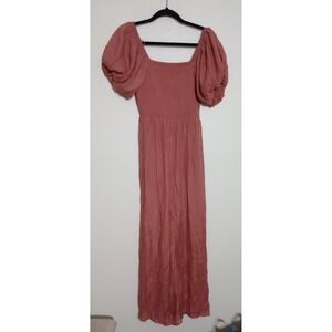 J GEE Canyon Pink Smocked Puff Sleeve Jumpsuit 512541 Womens Medium NWT